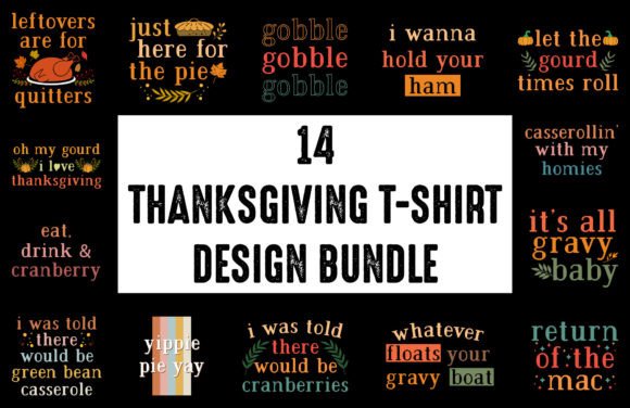 14 Thanksgiving T-Shirt Design Bundle for Crafters