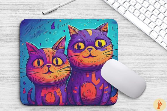 Cute Cats Cartoon Style Mouse Pad Design for Graphics and Backgrounds