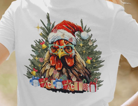 Cute Christmas Chickens Png for T-Shirt Designs and Graphics