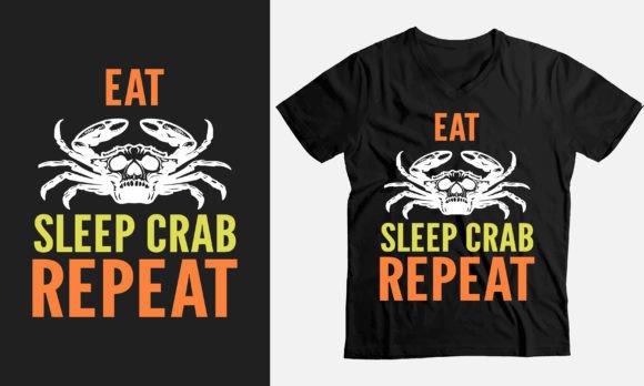Eat Sleep Crab Repeat T-Shirt Design for Bloggers and Publishers