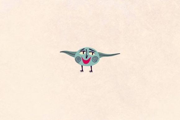 Funny Blue Monster Character Graphics for Illustrations