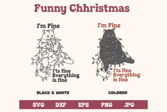 Funny Christmas Cat SVG for Crafts and Graphics