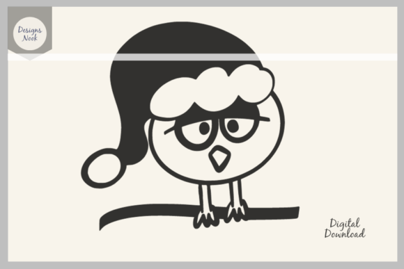 Funny Owl Wearing Santa Hat SVG Clipart for Graphics and Crafts