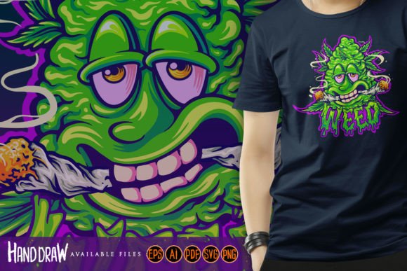 Giggle Greens Funny Weed Bud Monster Graphic