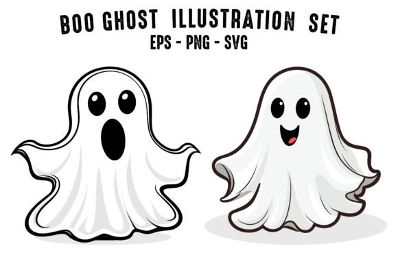 Halloween Cute Boo Ghost Vector Set for Local Branding