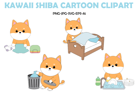 Kawaii Shiba Inu Cartoon Clipart for Graphics and Illustrations
