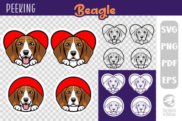 Peeking Beagle Valentine's Clipart for Branding and Packaging