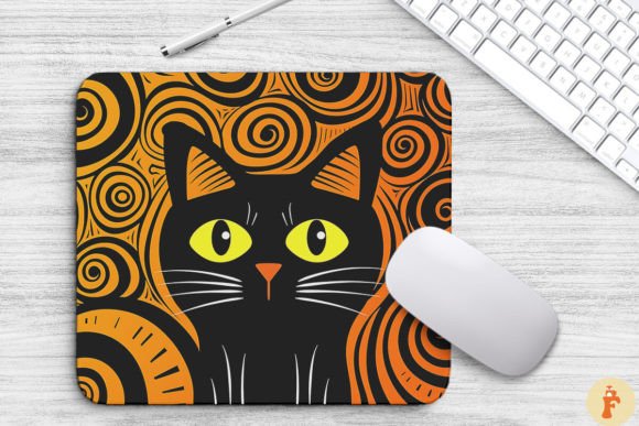 Simple Seamless Doodle Cat Mouse Pad Graphics